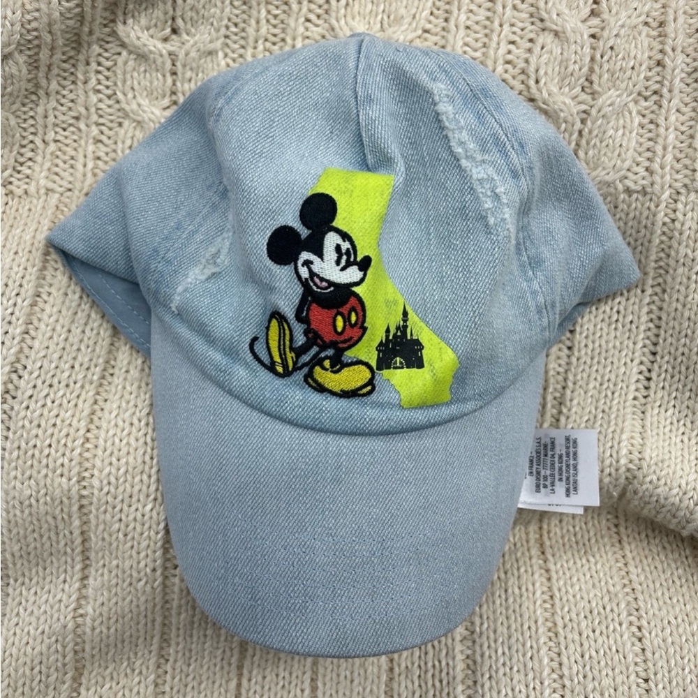 Disney Light Blue Denim Hat Cap with Embroidered Logo California Rare Vintage